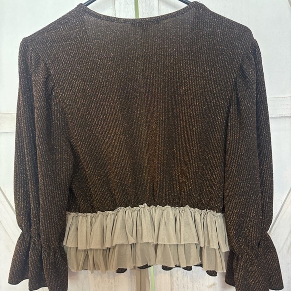 Brown and Cream Ruffled Cardigan - Picture 6 of 6